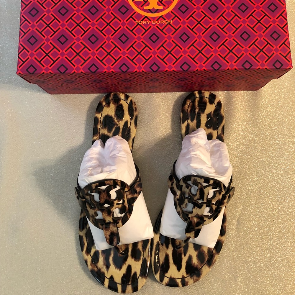 Tory Burch Miller sandals, leopard print 8 - Picture 1 of 5